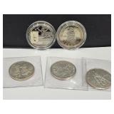 5- US Commemorative 1/2 Dollar Coins