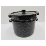 Graniteware Pan w Strainer/Lid 10 1/2"w