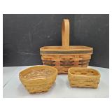 3 Longaberger Baskets 4.5"-11" Wide