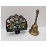 Cast Iron Match Holder & Small 3 1/2" Brass Bell