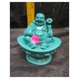 Vintage Glass Buddah Paperweight 4&1/2" x 4"