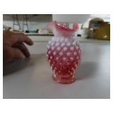 Vintage Fenton Cranberry Opalescent Vase 3&3/4"