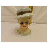 Vintage Lady Head Vase 5" (missing an earring)