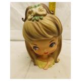 Adorable Vintage Girl Head Vase 5&1/2"