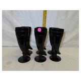 6 Vintage Black Amethyst Cornucopia Glasses 8&1/4"