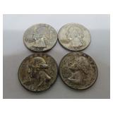 4 Silver Quarters 1950S - 1954D- 1957 - 1957D