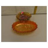 2 Vintage Marigold Carnival Glass Bowls