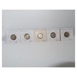 5 Silver Mercury Dimes