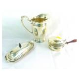 Silverplate 9"  Pitcher, Butter Dish Silent butler