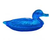 Blue Glass duck container 11 in long