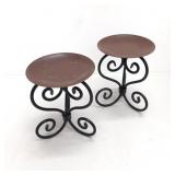 Pair of  metal candle holders scroll pillar