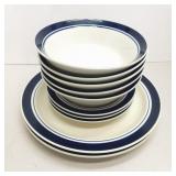 Gibson dishes plates bowls blue stripe