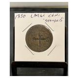 1850 Large Cent Stamped