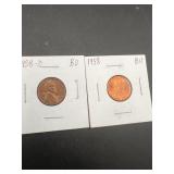 1958 and 1958d bu wheat penny