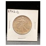 1942-D Silver Walking Liberty Half Dollar