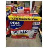 Pom 30 Roll 2-Ply Paper Towels 3300 Sheets Per Cas