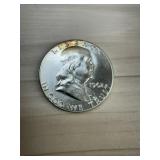 1962 Uncirculated Ben Franklin silver half dollar