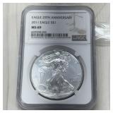 2022 Ms69 Silver American Eagle 2th Anniversary Co