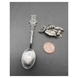 Sterling Silver Brooch & Spoon