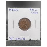 Error Cent 1956-d Wheat Cent,"d" Over "d", Per Coi