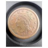 1855  Matron Braided Hair Large Cent