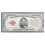 1928 $5 Red Seal Serial# A84789288a