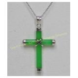 Sterling silver jadeite (8.50 cts) cross pendant