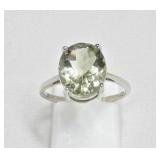 Sterling silver green amethyst (4.00 cts) ring