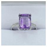 Sterling silver amethyst (5.00 cts) and cubic