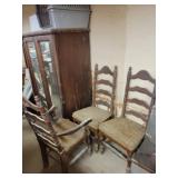 Set of Three Wooden Padded Dinning Chairs