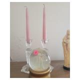 Candlestick Holders & Snow Globe