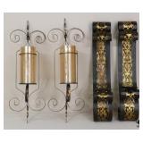 Metal & Glass Candle Wall Sconces / 2 pr