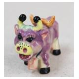 Painted Glazed Ceramic Cow Figurine