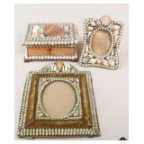 Sea Shell & Wood Frames & Trinket Box / 3 Pc