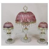 Boudoir Accent Lamp W/Crystal Prisms / 3 Pc