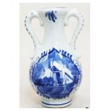 Hand Painted Blue & White Porcelain Vase