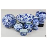 Blue & White Vases, Bowls + / 7 pc