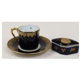 Limoges Porcelain Cup & Saucer & Trinket Box