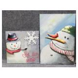 Painted Metal Christmas Wall Decor / 2 pc