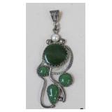 Sterling Pendant w/Jade Stones