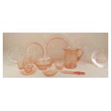 Pink Glass Dishware / 71 pc