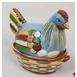 Painted Pottery Hen on Nest