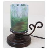 Painted Glass & Metal Lamp