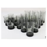 Gray Smoky Glass Tumblers w/Flared Sides