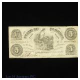 1861 $5 State of Florida - Tallahassee Note