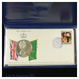 1977 Cook Islands Q.E. II Silver $25 & FDOI Stamp