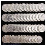 1960-D Silver Roosevelt dime roll (BU) (50)