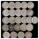 1929 - 1962 Silver Mercury & Roosevelt Dimes (25+)