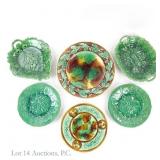 Majolica Plates - Green & Green with Amber (6)