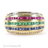 LeVian Style18k Y Gold Diamond Emerald Ruby Ring